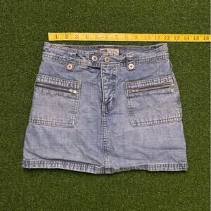 Vintage Y2K 2000s Faded Glory Medium Wash Denim Mini Skort Sz 24"